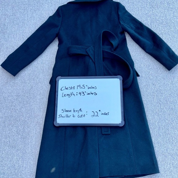 Ann Taylor Wool Blend Belted Long Coat XS Dark teal Classic Winter Overcoat - Picture 6 of 8